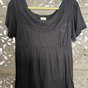 NWT Anthropologie Rio Ray Short Sleeve Top in Black XL